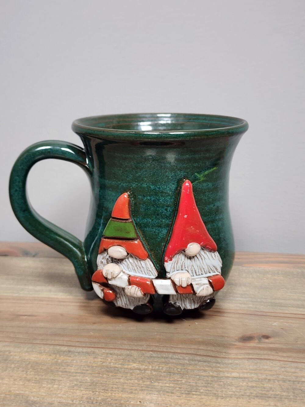 Mudworks Pottery 2 Gnomes Mug Cup Gnomes Candy Cane Studio Pottery USA 16 fl oz